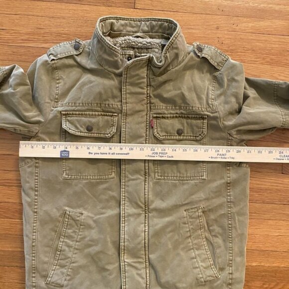 Levis Jacket Mens Small Olive Green Sherpa Lined Field Military Utility Canvas - Picture 7 of 12